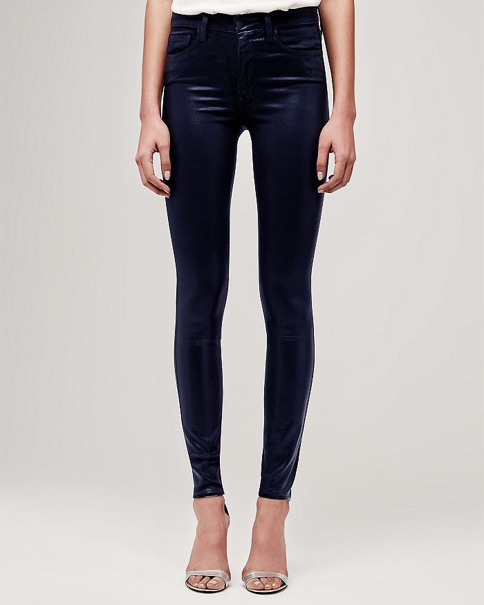 Marguerite Coated Skinny Jeans in Navy Coated