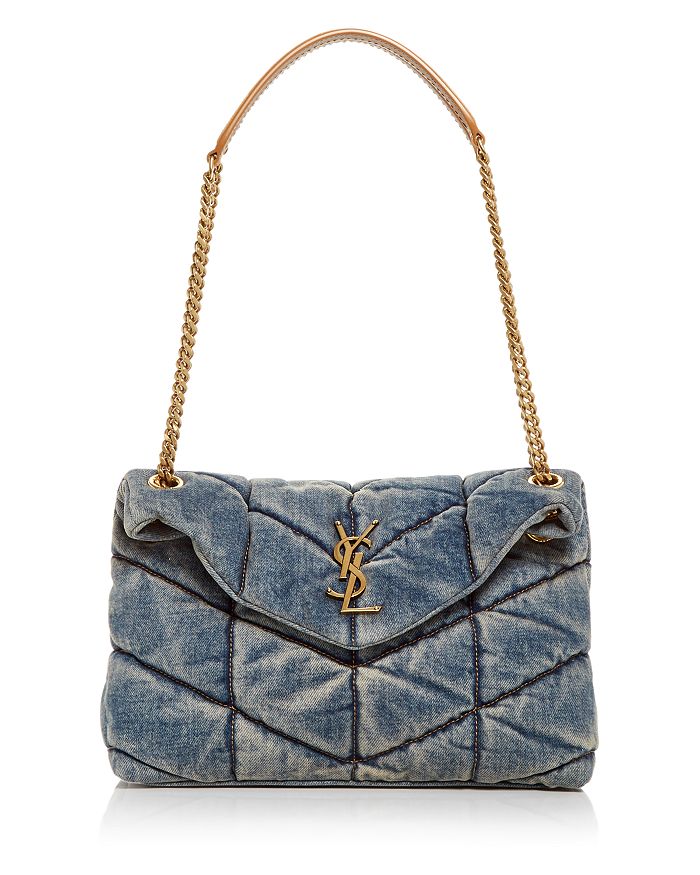 Puffer Small Quilted Denim Shoulder Bag