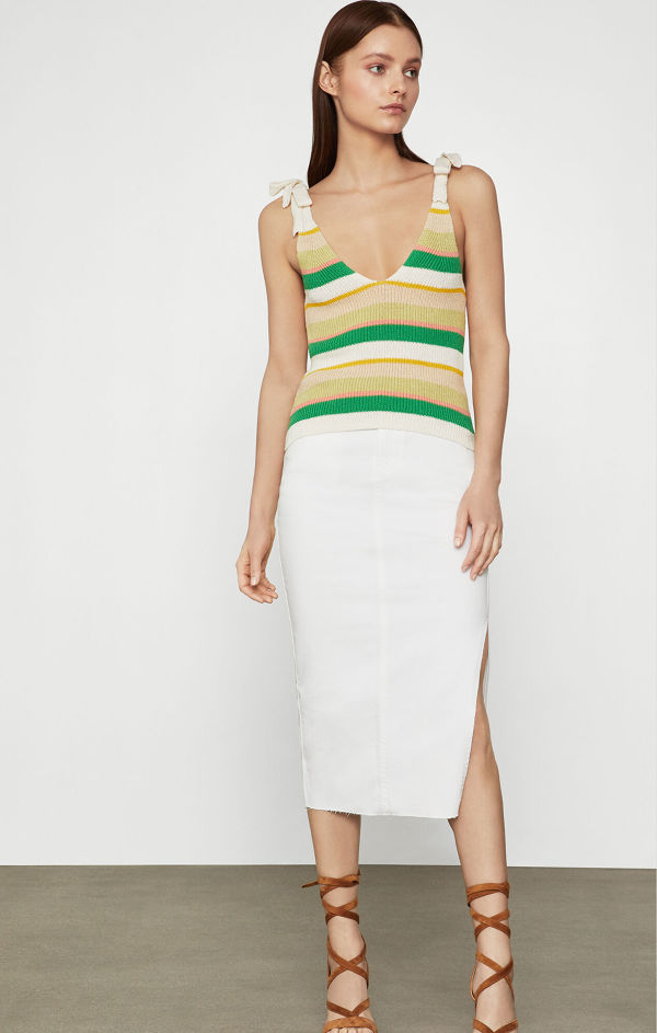 BCBGMAXAZRIA Ribbed Bow Tie Tank