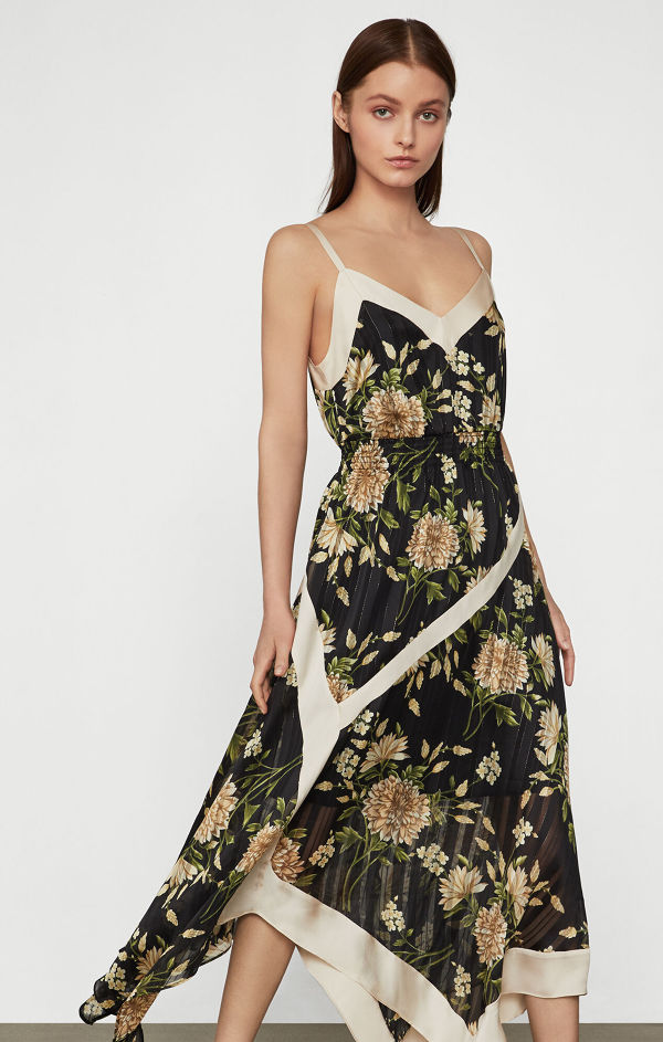 BCBGMAXAZRIA Garden Floral Handkerchief Dress