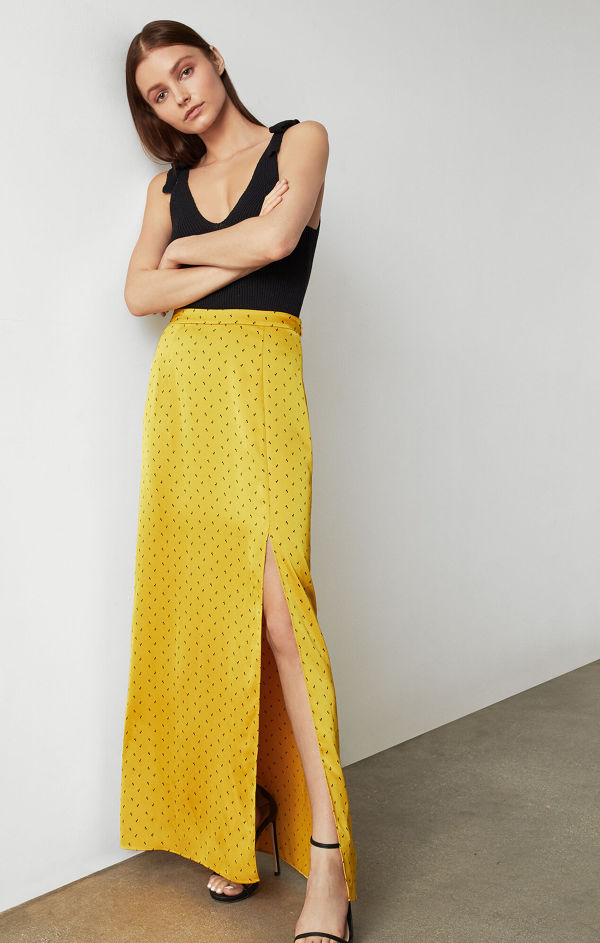 BCBGMAXAZRIA Satin Polka Dot Skirt