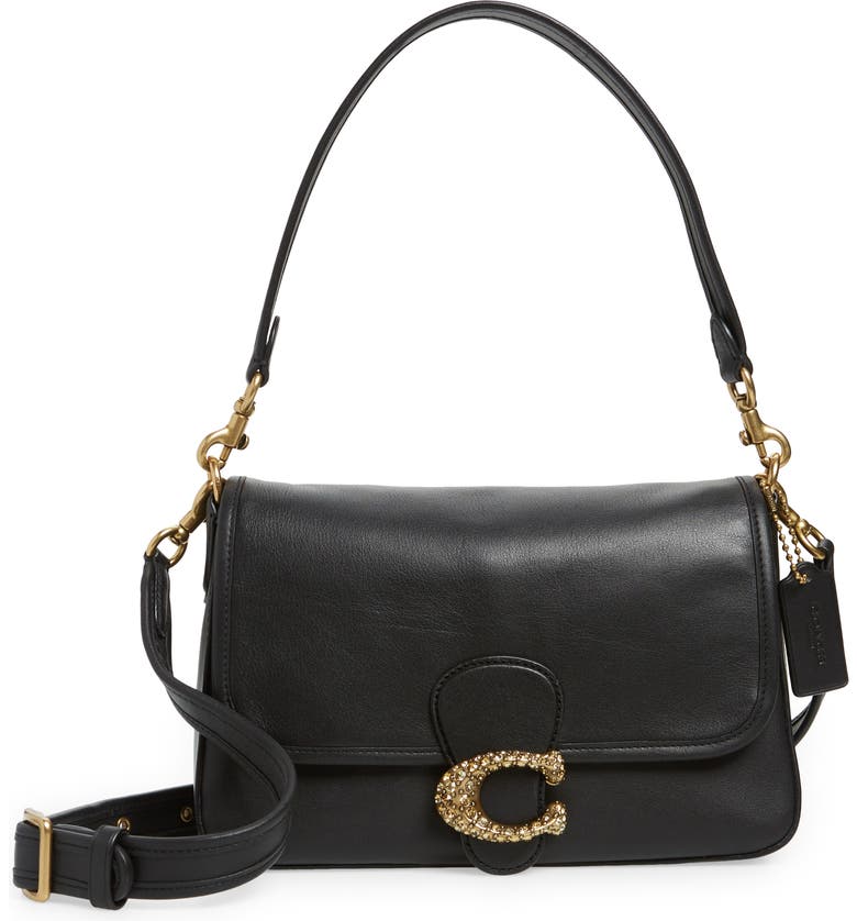 Embellished Soft Leather Shoulder Bag