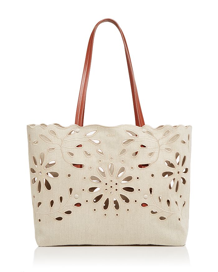 East-West Floral Linen Tote