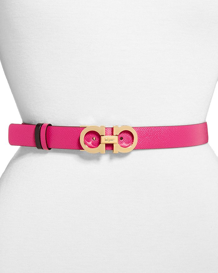 Women's Double Gancini Reversible Slim Leather Belt