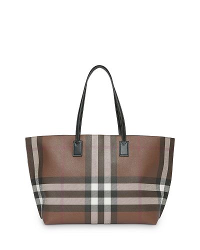 Medium Check & Leather Tote Bag