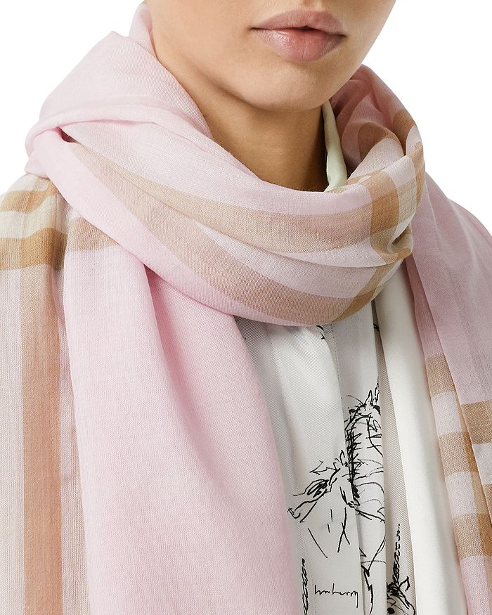 Lightweight Giant Check Wool & Silk Scarf