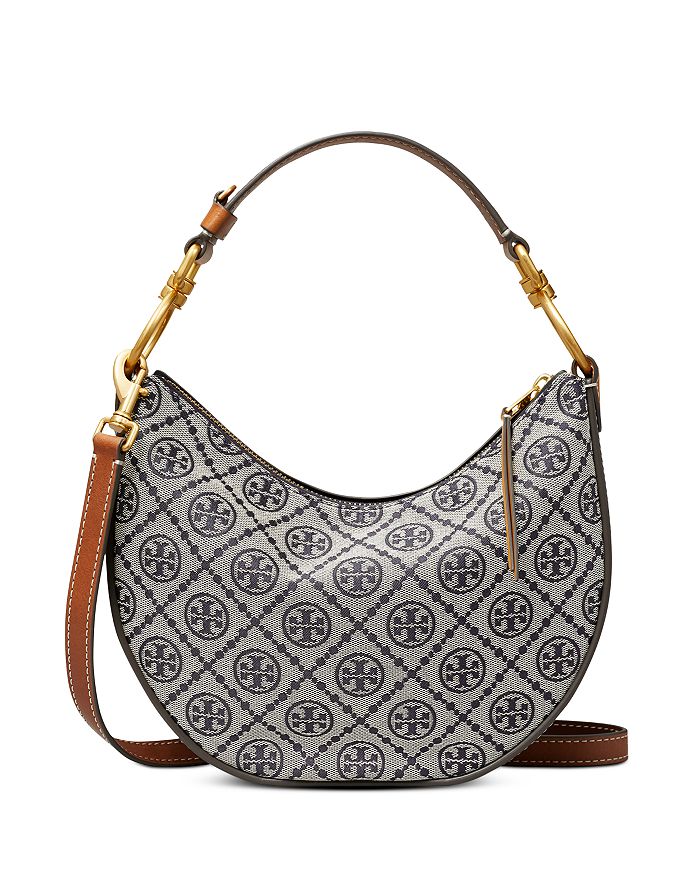 T Monogram Mini Jacquard Crescent Bag