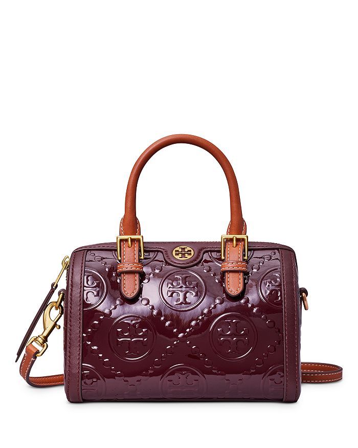 T Monogram Patent Leather Embossed Mini Barrel Bag