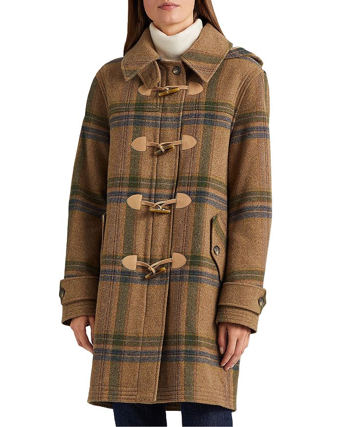 Plaid Hooded Toggle Coat