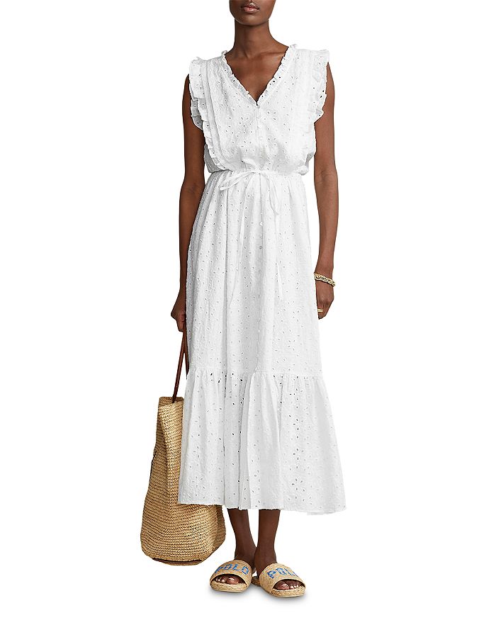 Eyelet Ruffled Linen Dress