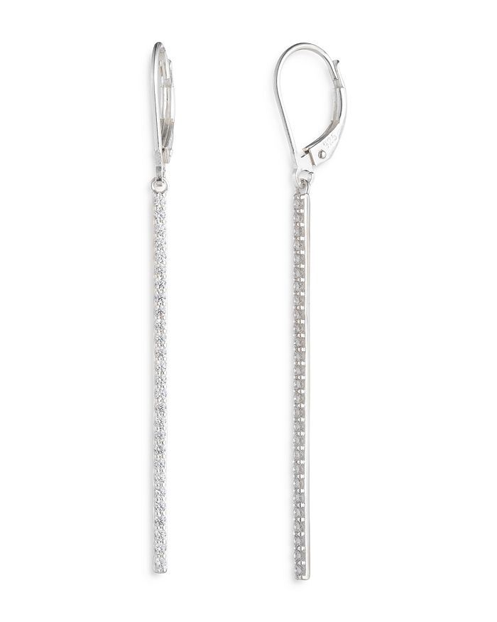 Sterling Silver Cubic Zirconia Linear Earrings