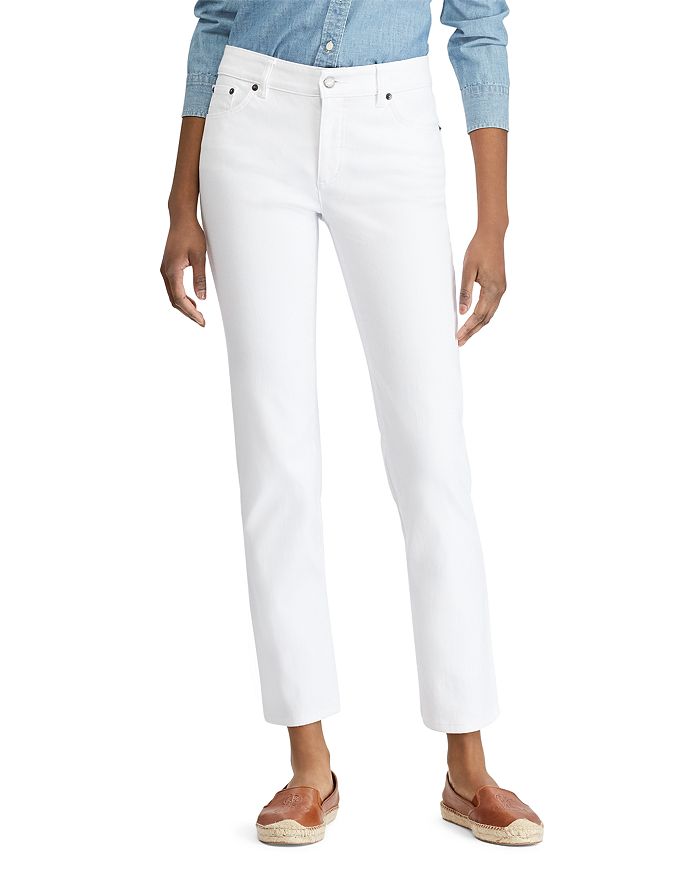 Mid Rise Straight Leg Jeans in White