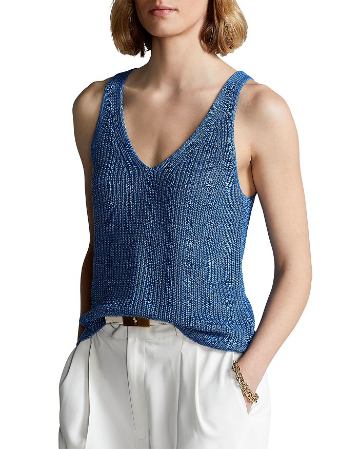 V Neck Sleeveless Linen Top