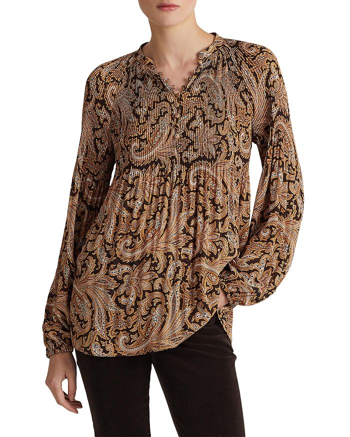 Paisley Print Pleated Blouse