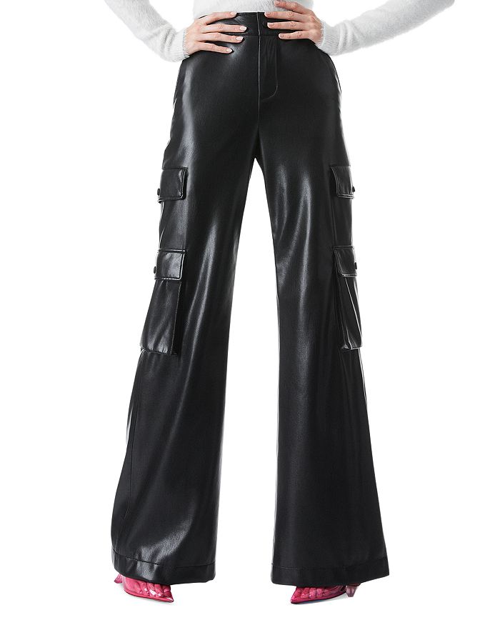 Faux Leather Flared Leg Pants