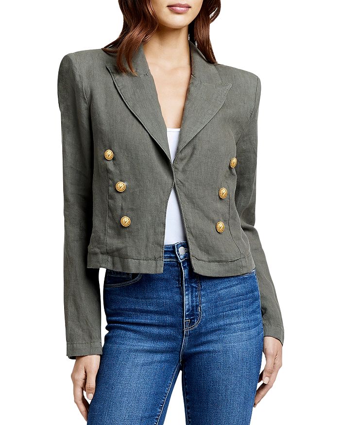 Dolly Cropped Linen Blazer