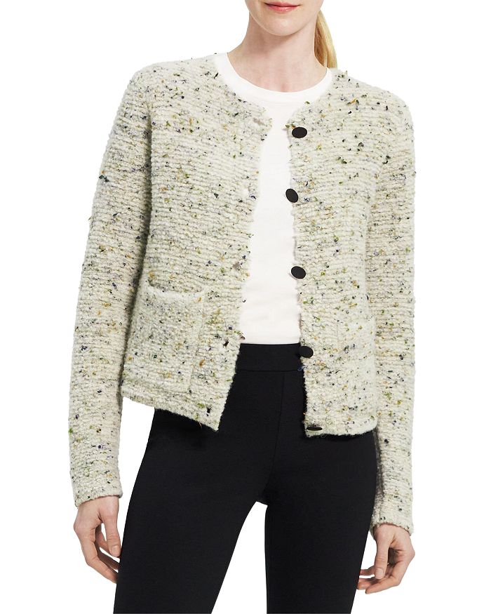 Boucle Button Front Cardigan