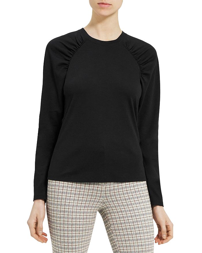 Ruched Sleeve Crewneck Top