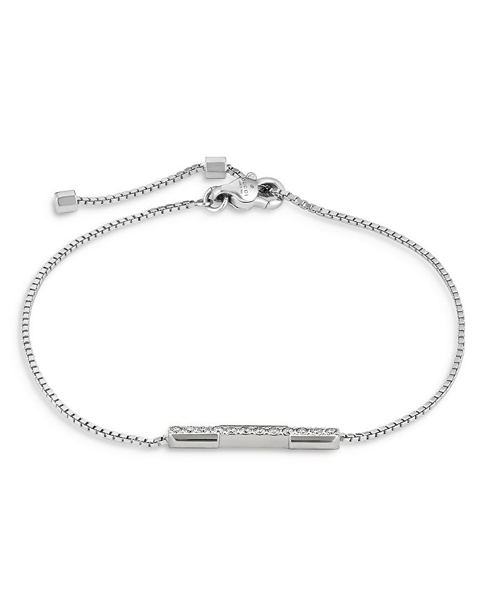 18K White Gold Link To Love Diamond Bar Bracelet