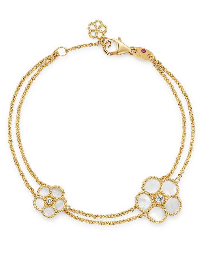 18K Yellow Gold Daisy Mother-of-Pearl & Diamond Bracelet