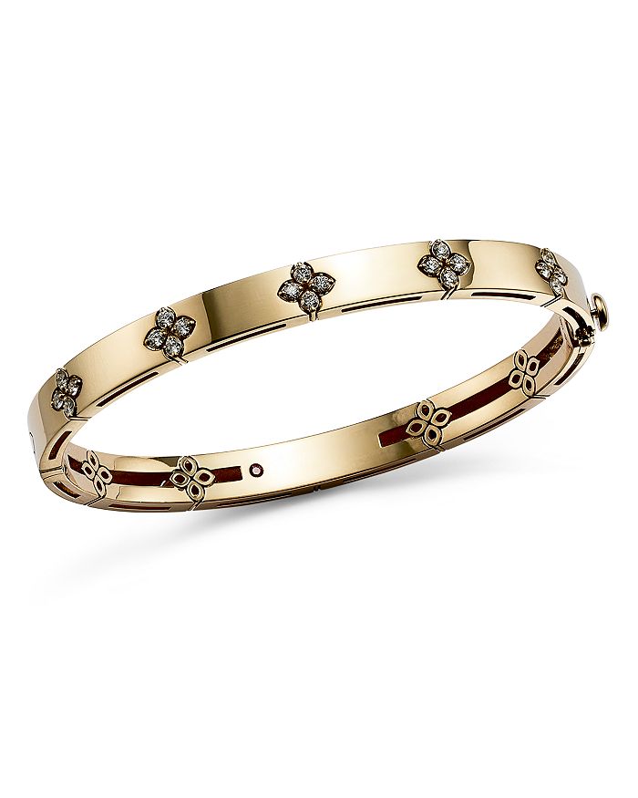 18K Love in Verona Diamond Flower Bangle Bracelet