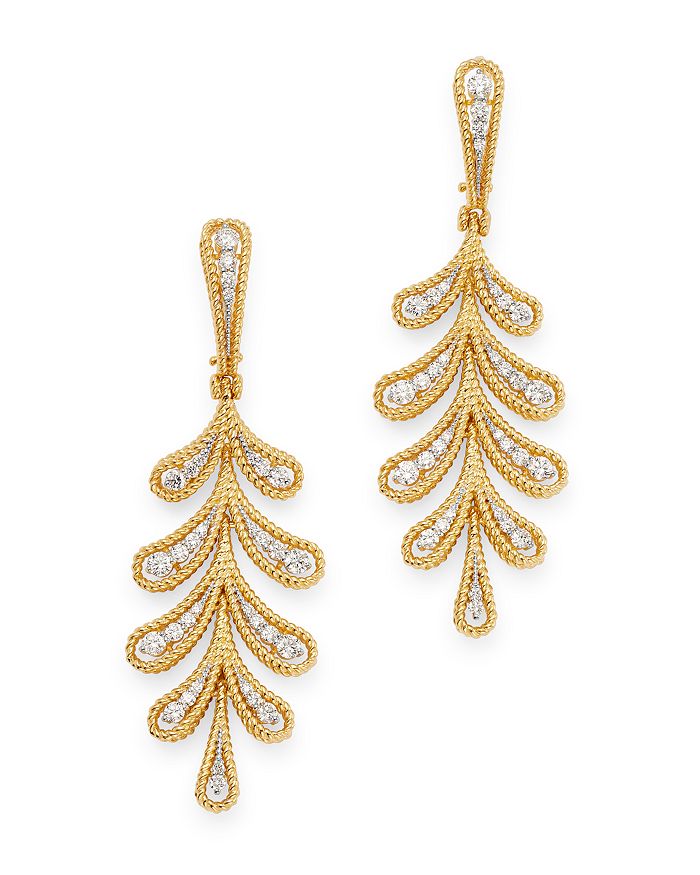 18K Yellow Gold Byzantine Barocco Diamond Drop Earrings