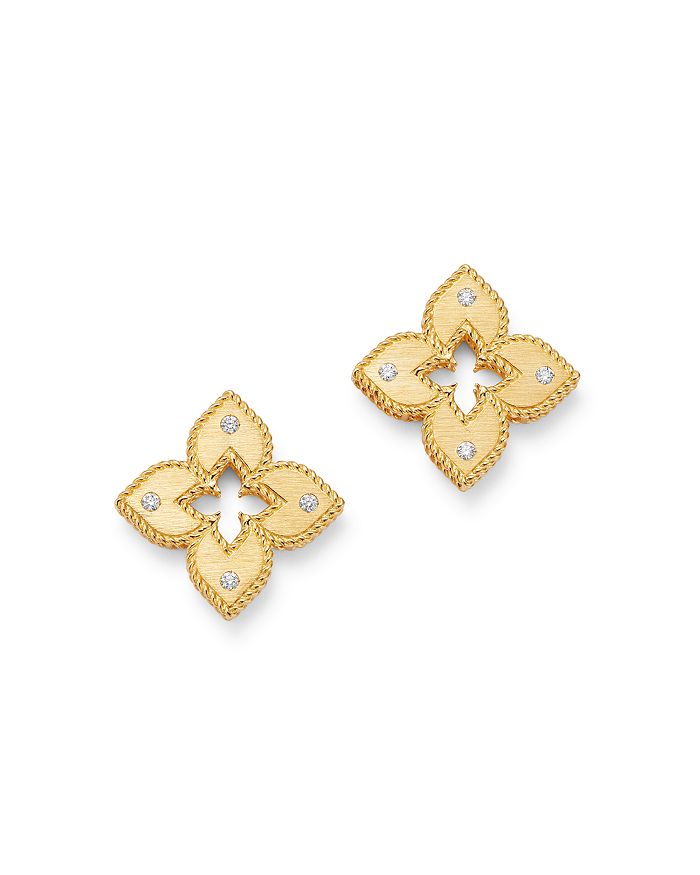 18K Gold Petite Venetian Diamond Stud Earrings