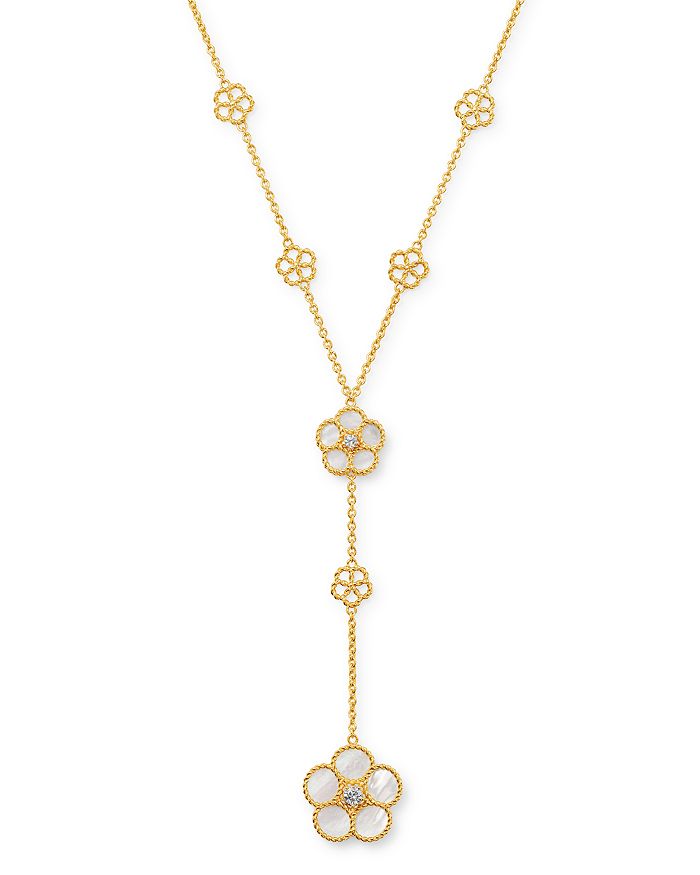 18K Yellow Gold Daisy Mother-of-Pearl & Diamond Y-Necklace, 16in