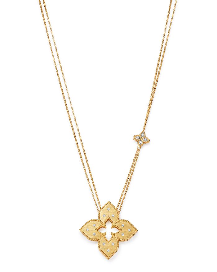 18K Yellow Gold Venetian Princess Diamond Pendant Necklace, 30in