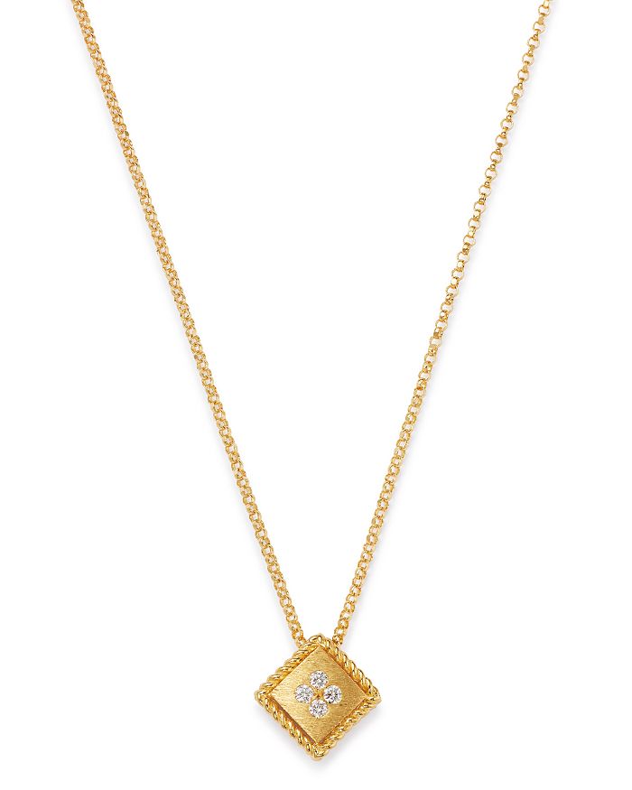 18K Yellow Gold Palazzo Ducale Diamond Pendant Necklace, 18in