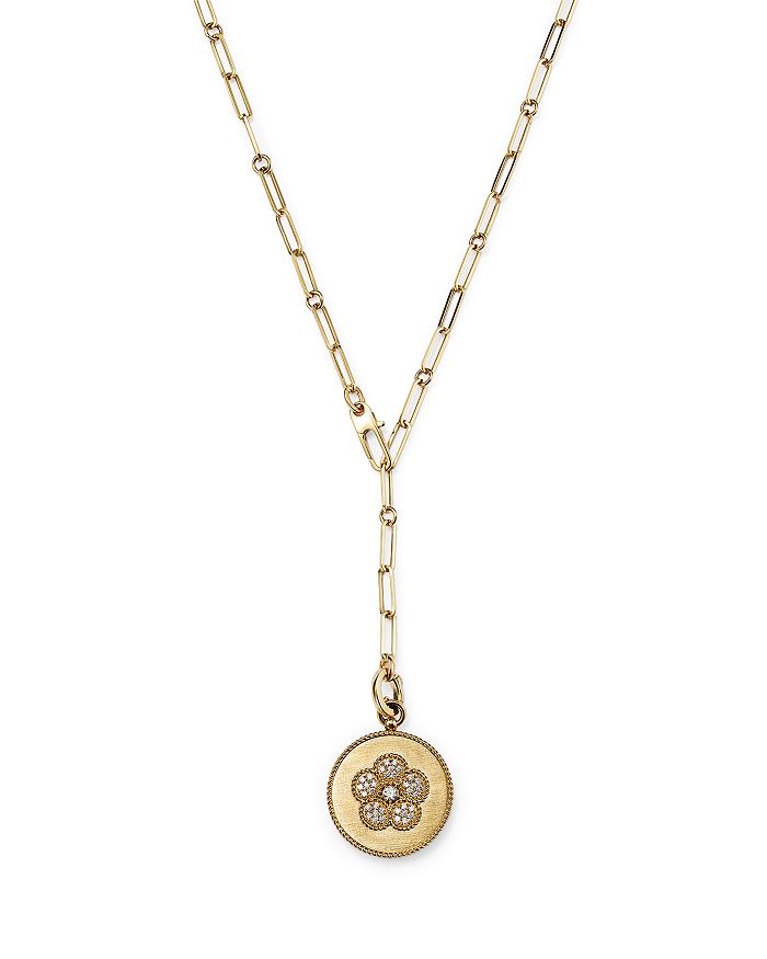 18K Yellow Gold Daisy Diamond Pendant Necklace, 19"