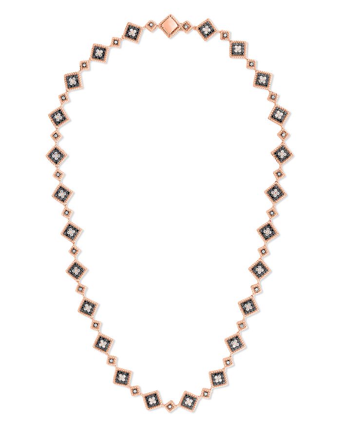 18K Rose Gold Palazzo Ducale Black & White Diamond Statement Necklace, 16"