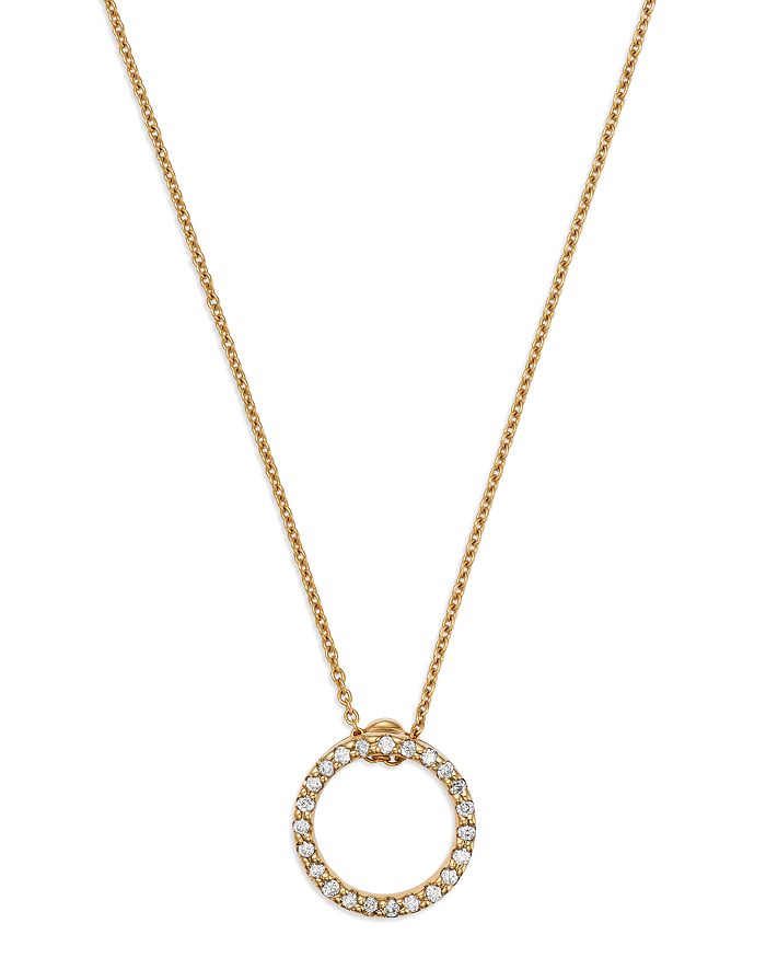 18K Yellow Gold Princess Tiny Treasures Extra Small Diamond Circle Pendant Necklace, 16in