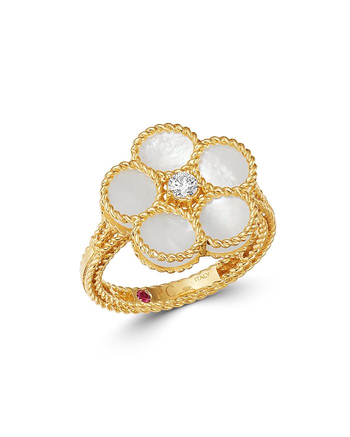 18K Yellow Gold Daisy Mother-of-Pearl & Diamond Ring - 100% Exclusive