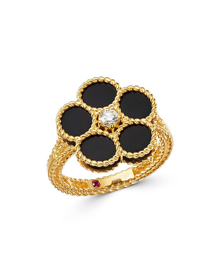 18K Yellow Gold Daisy Black Onyx & Diamond Ring - 100% Exclusive
