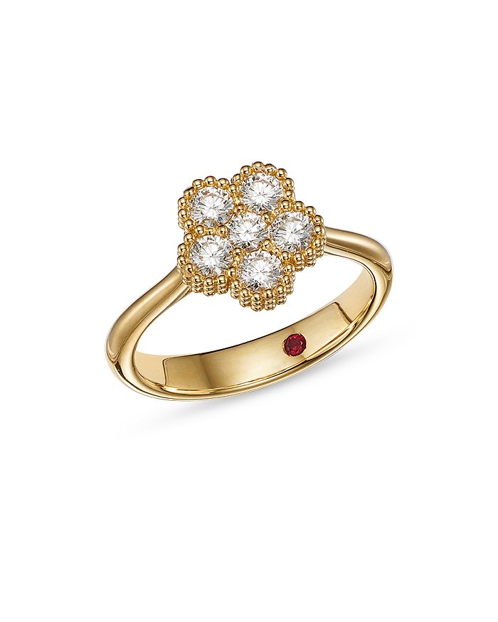 18K Yellow Gold Daisy Diamond Ring
