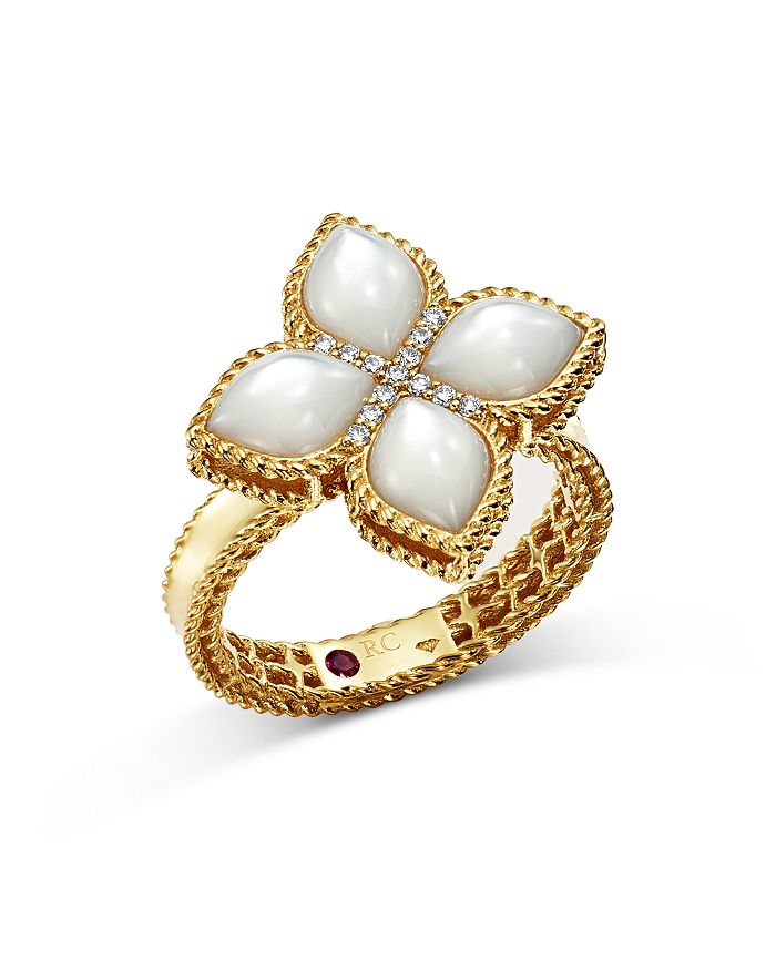 18K Yellow Gold Venetian Princess Mother-Of-Pearl & Diamond Ring