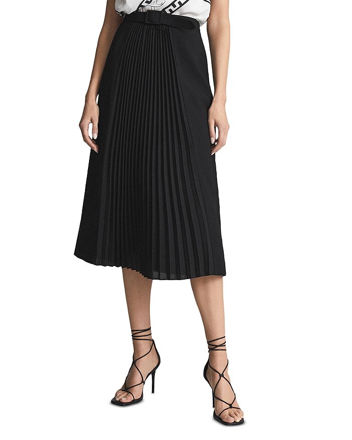 Drew Contrast Pleated Midi Skirt