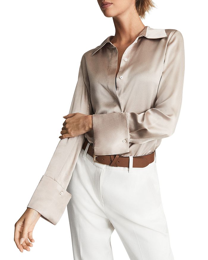 Hailey Button Front Silk Shirt