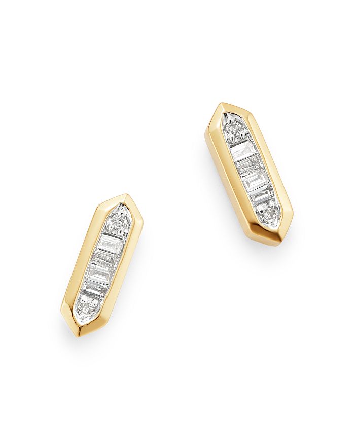 14K Yellow Gold Diamond Snake Stud Earrings