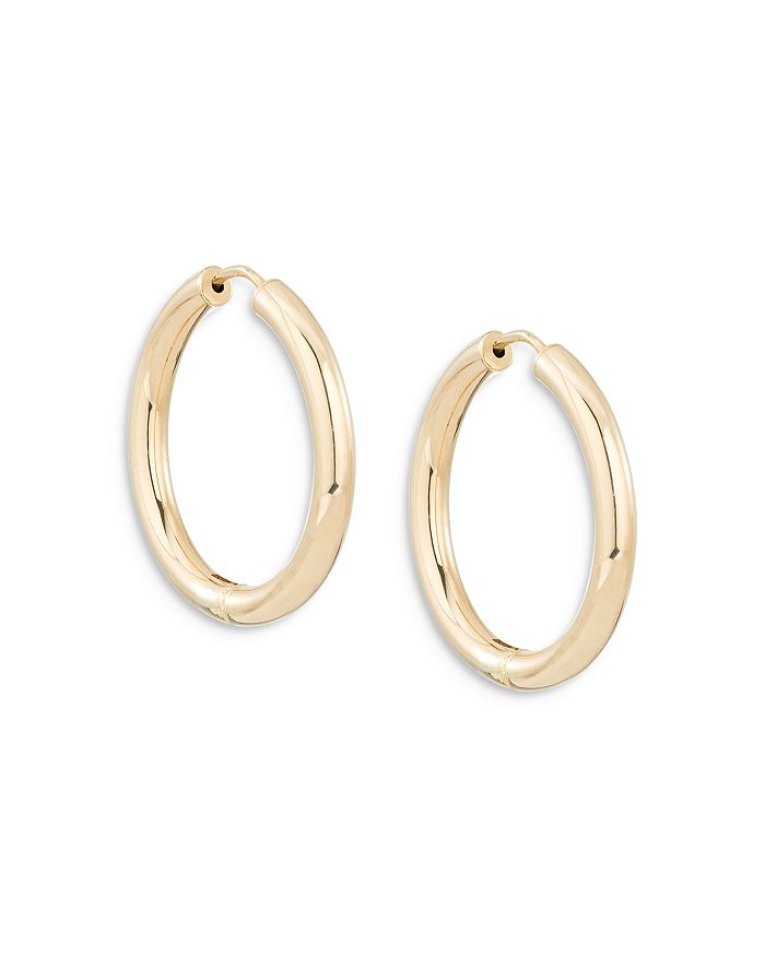 14K Yellow Gold Tube Hoop Earrings