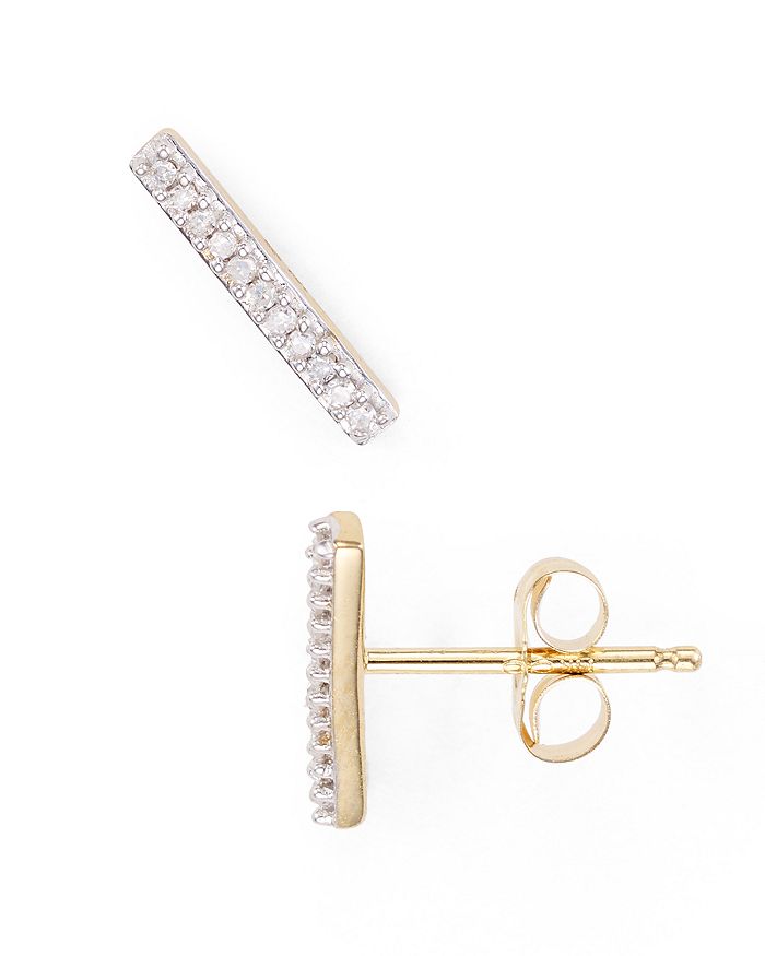 Diamond Pavé Bar Stud Earrings