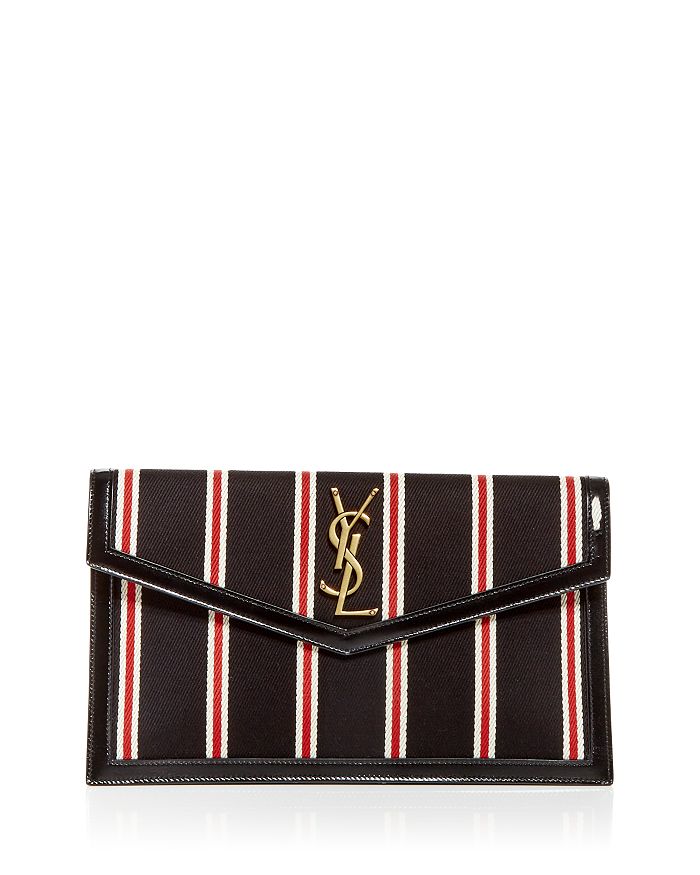 Uptown Medium Striped Canvas Clutch