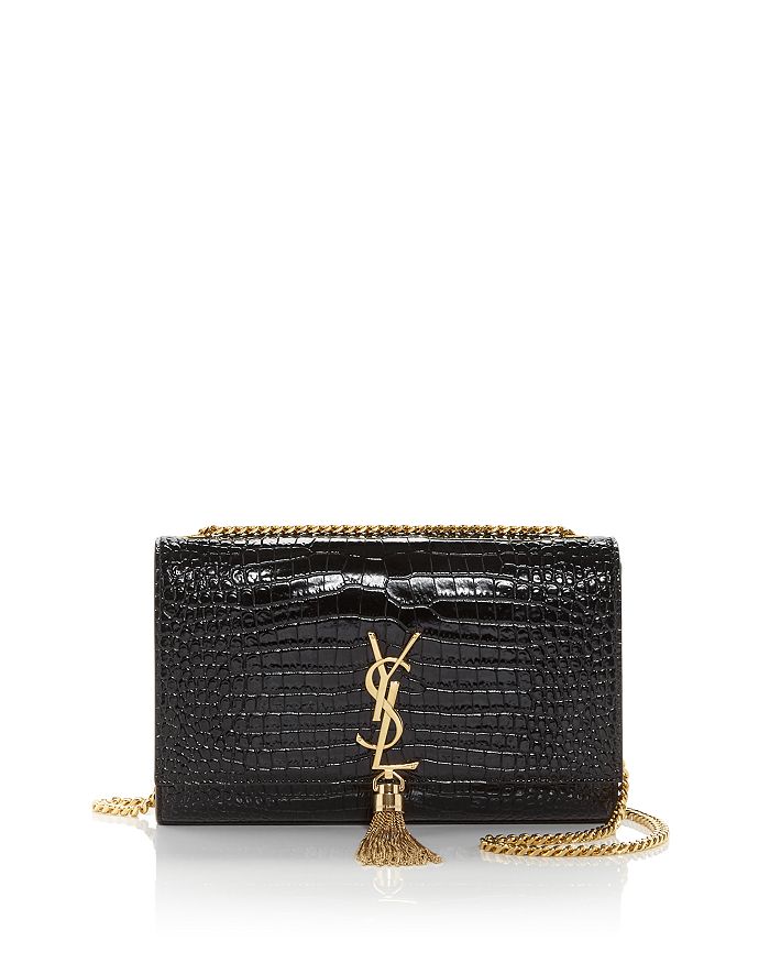 Kate Medium Croc Embossed Leather Shoulder Bag