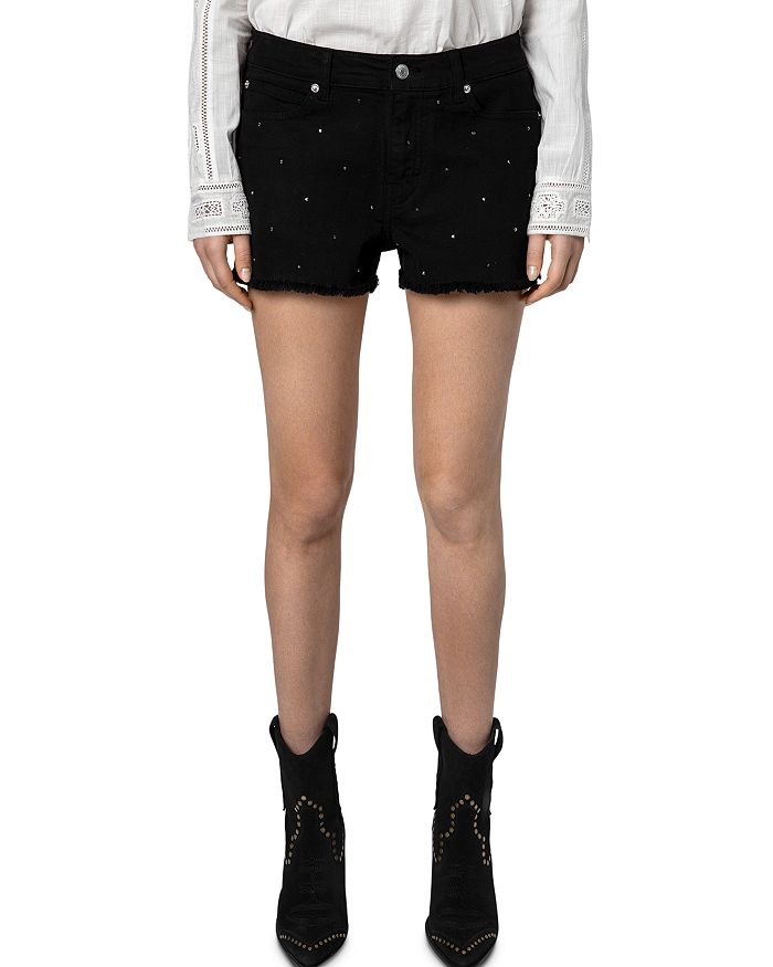 Storm Crystal Embellished Denim Shorts