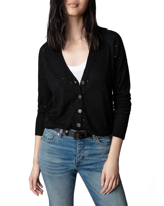 Jim Cashmere Crystal Studded Cardigan